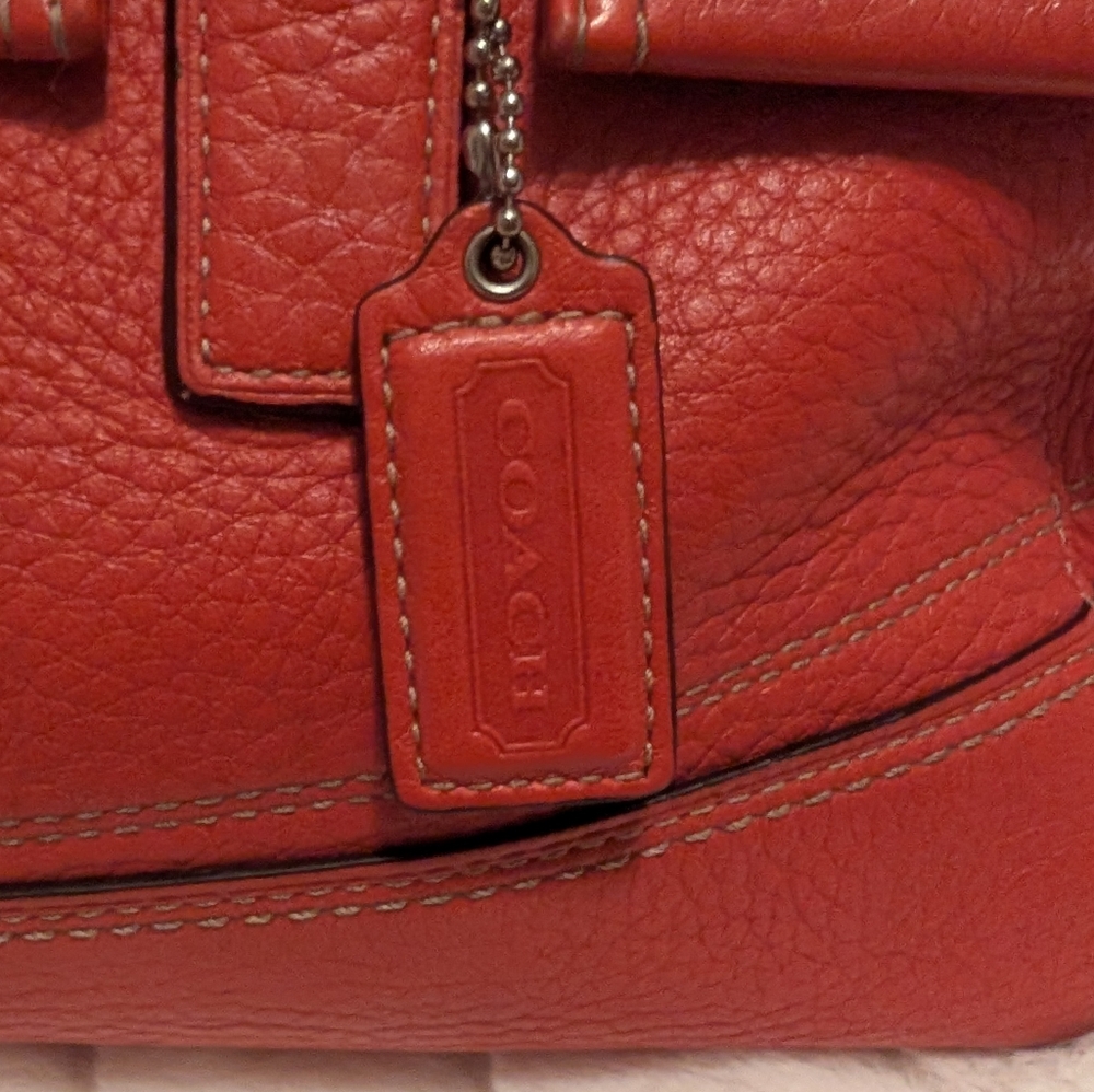 Coach Red Orange Hamilton Turnlock Caryall Shoulder Bag F13091 - Picture 6 of 14